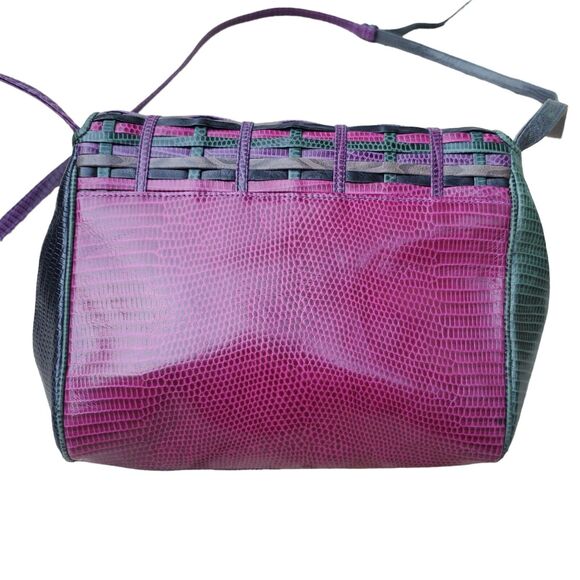 Sharif multi-color leather bag with woven detailing & front tassel, made in USA - Picture 3 of 12